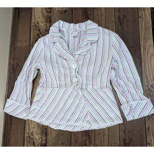 KC Parker Long Sleeve Seersucker Button Top Size 8